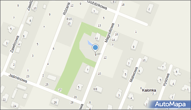 Kalonka, Magnoliowa, 9, mapa Kalonka