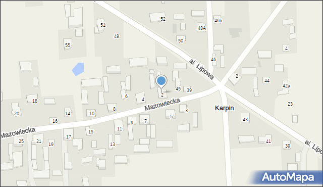 Karpin, Mazowiecka, 2a, mapa Karpin