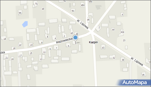 Karpin, Mazowiecka, 3, mapa Karpin