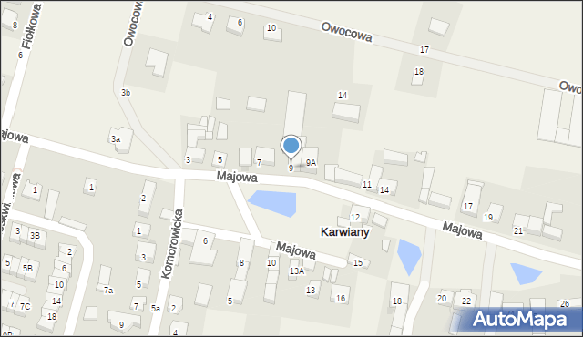 Karwiany, Majowa, 9, mapa Karwiany