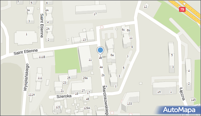 Katowice, Marcinkowskiego Karola, 4b, mapa Katowic