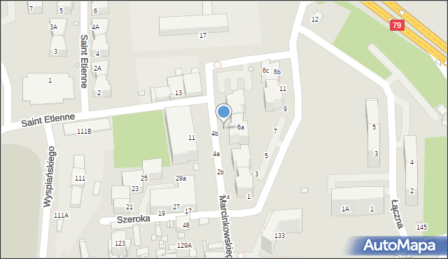 Katowice, Marcinkowskiego Karola, 4c, mapa Katowic