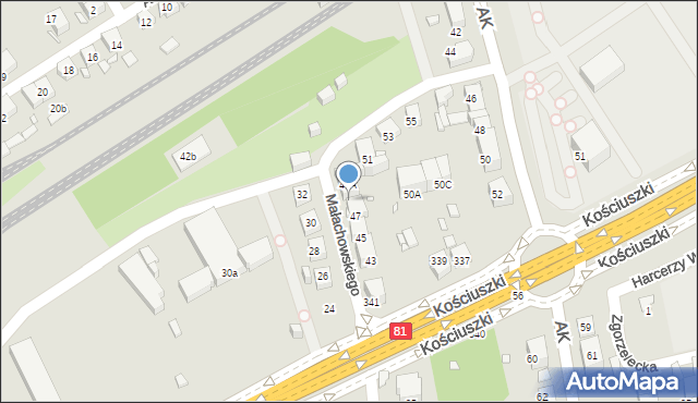 Katowice, Małachowskiego, 49, mapa Katowic