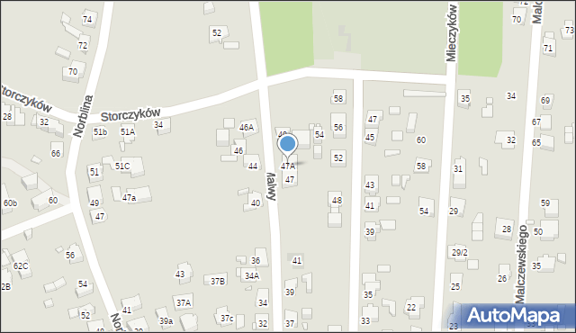 Katowice, Malwy, 47A, mapa Katowic