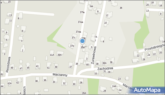 Katowice, Marzanny, 35a, mapa Katowic
