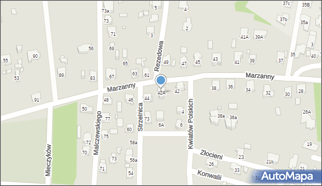 Katowice, Marzanny, 42A, mapa Katowic
