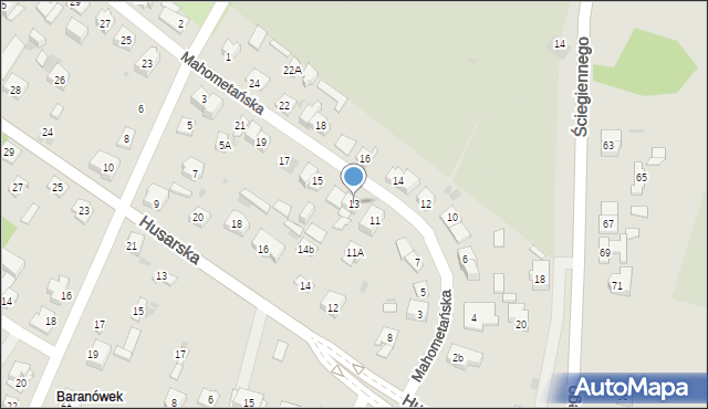 Kielce, Mahometańska, 13, mapa Kielc