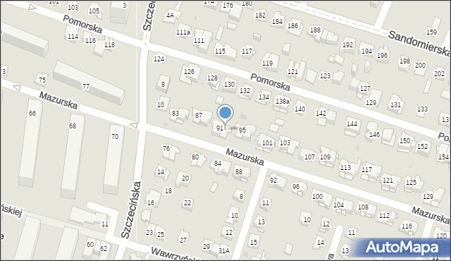 Kielce, Mazurska, 93, mapa Kielc