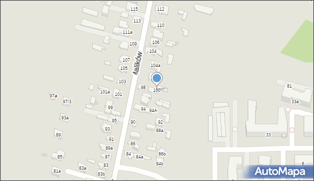 Kielce, Malików, 100, mapa Kielc