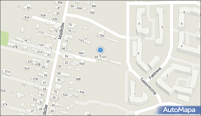 Kielce, Malików, 68a, mapa Kielc