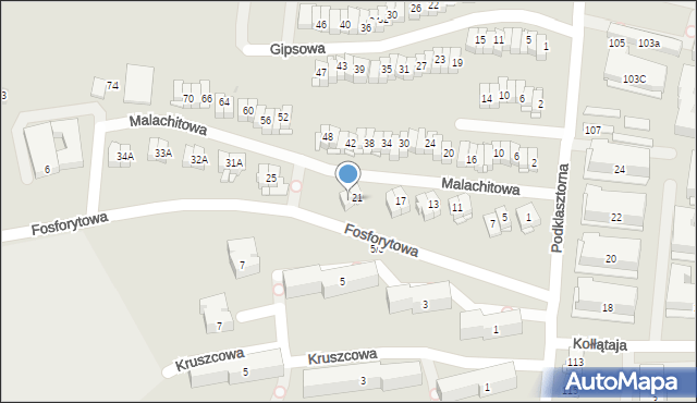 Kielce, Malachitowa, 23, mapa Kielc