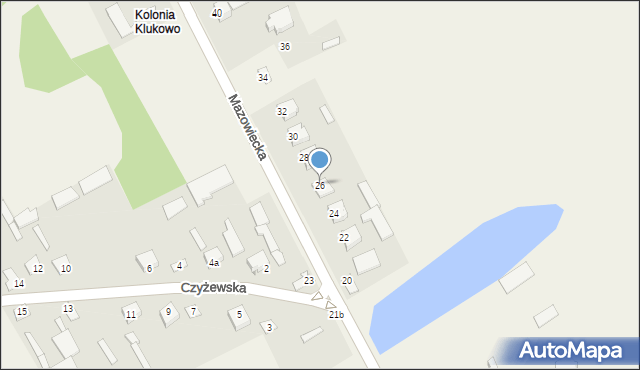 Klukowo, Mazowiecka, 26, mapa Klukowo