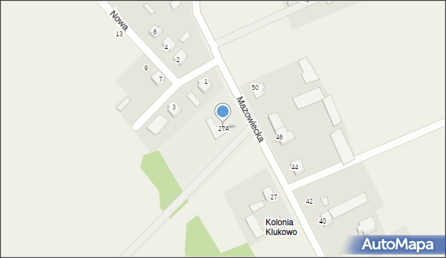 Klukowo, Mazowiecka, 27A, mapa Klukowo