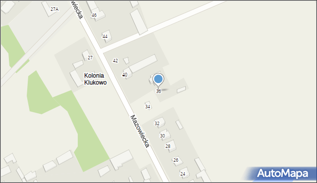 Klukowo, Mazowiecka, 36, mapa Klukowo