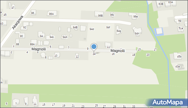 Koczargi Stare, Magnolii, 14, mapa Koczargi Stare