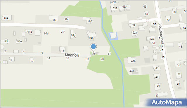 Koczargi Stare, Magnolii, 15, mapa Koczargi Stare