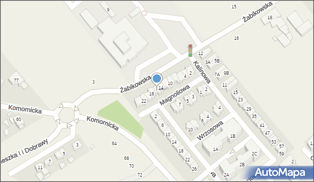 Komorniki, Magnoliowa, 16, mapa Komorniki