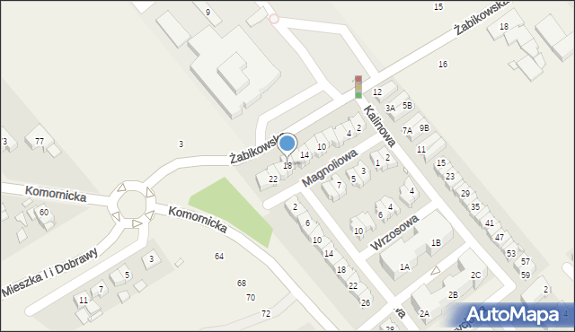 Komorniki, Magnoliowa, 18, mapa Komorniki