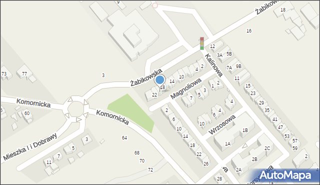 Komorniki, Magnoliowa, 20, mapa Komorniki