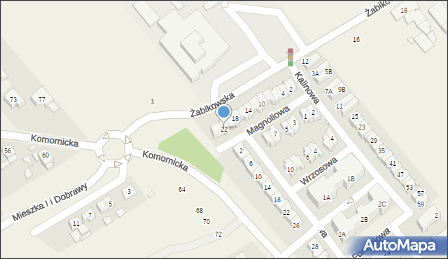 Komorniki, Magnoliowa, 22, mapa Komorniki