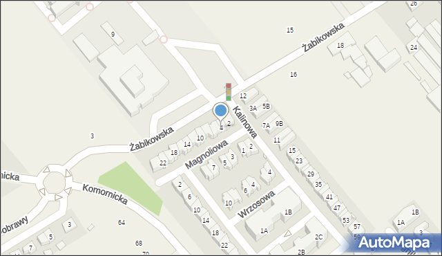 Komorniki, Magnoliowa, 4, mapa Komorniki