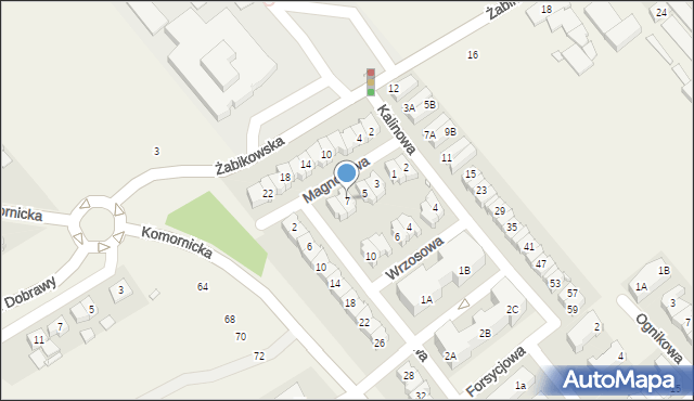 Komorniki, Magnoliowa, 7, mapa Komorniki