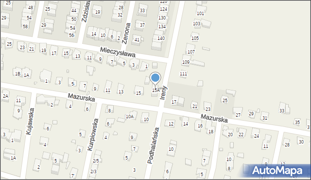 Komorów, Mazurska, 15A, mapa Komorów