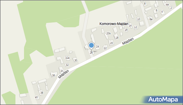 Komorowo, Majdan, 26, mapa Komorowo