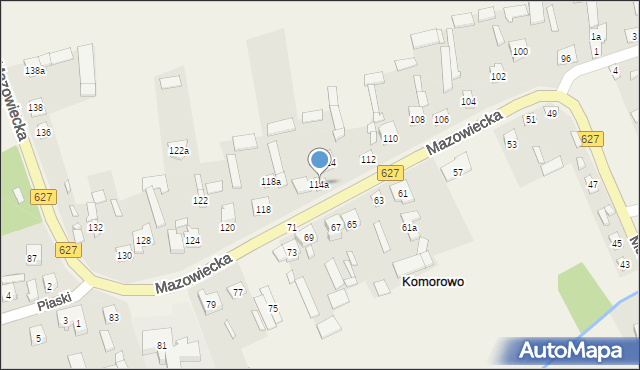 Komorowo, Mazowiecka, 114a, mapa Komorowo