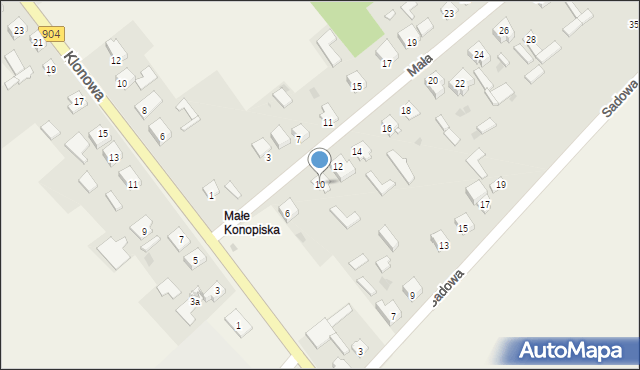 Konopiska, Mała, 10, mapa Konopiska