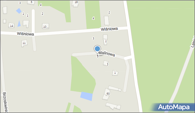 Koronowo, Malinowa, 5, mapa Koronowo