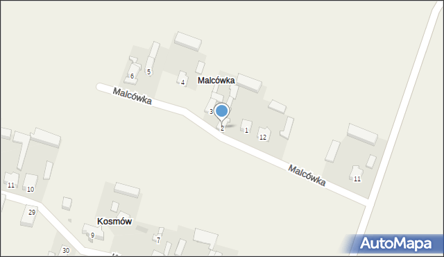 Kosmów, Malcówka, 2, mapa Kosmów