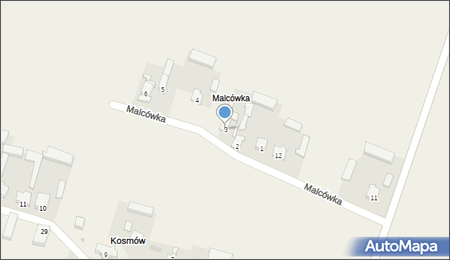 Kosmów, Malcówka, 3, mapa Kosmów