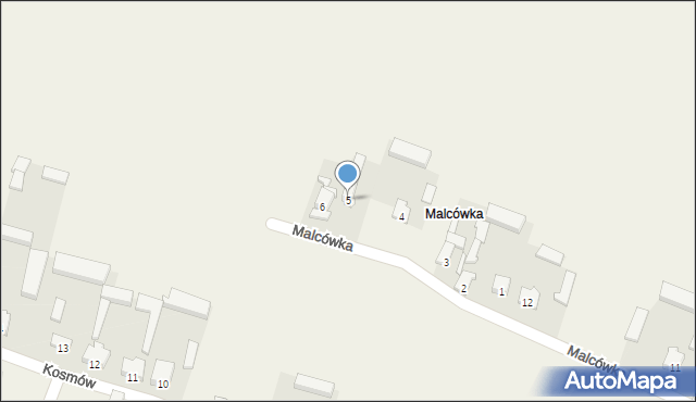 Kosmów, Malcówka, 5, mapa Kosmów