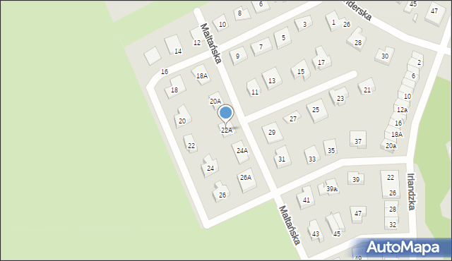 Koszalin, Maltańska, 22A, mapa Koszalina