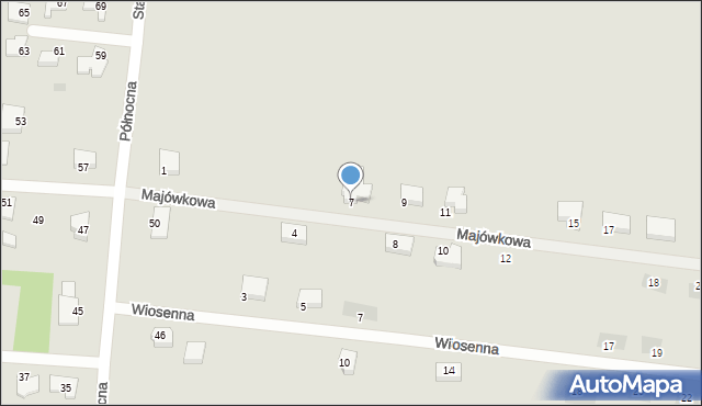 Koszalin, Majówkowa, 7, mapa Koszalina