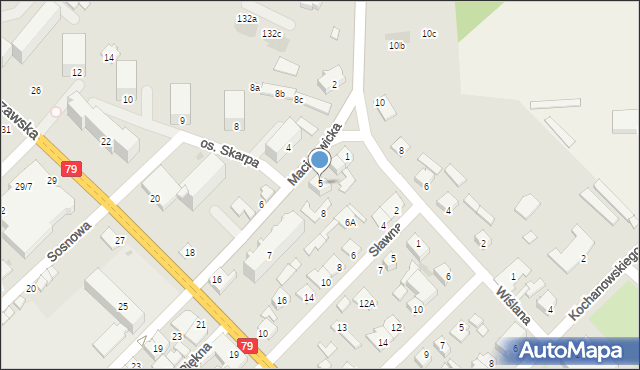 Kozienice, Maciejowicka, 5, mapa Kozienice