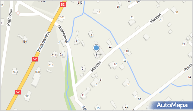 Kozy, Marzeń, 3, mapa Kozy