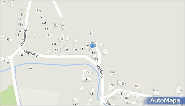 Kraków, Majówny Jadwigi, 76a, mapa Krakowa