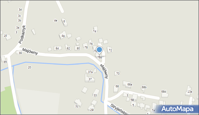 Kraków, Majówny Jadwigi, 76b, mapa Krakowa