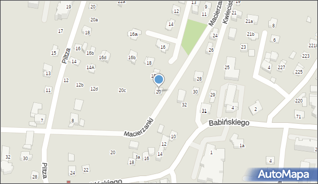 Kraków, Macierzanki, 20, mapa Krakowa