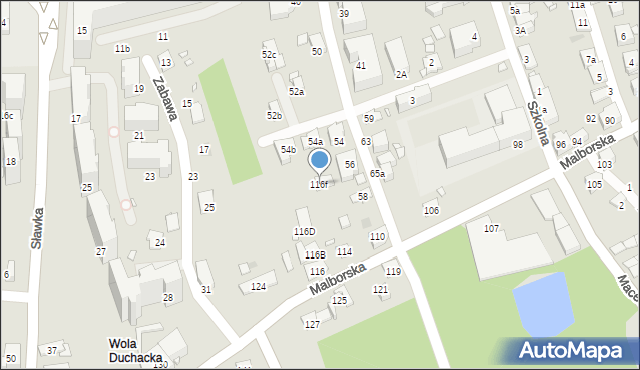 Kraków, Malborska, 116f, mapa Krakowa