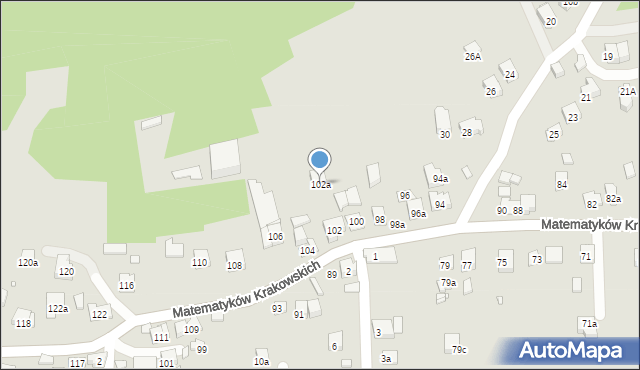 Kraków, Matematyków Krakowskich, 102a, mapa Krakowa