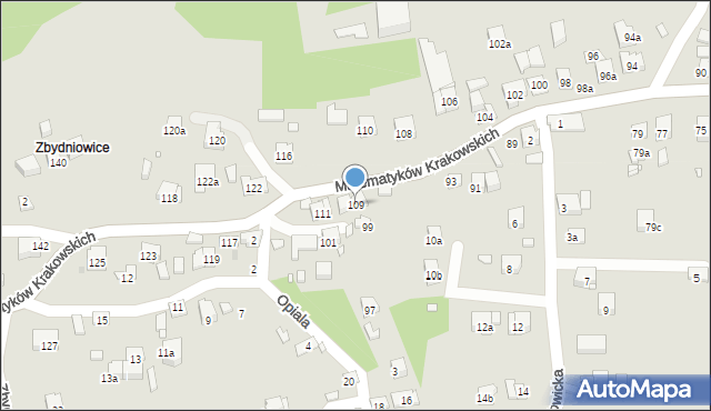 Kraków, Matematyków Krakowskich, 109, mapa Krakowa