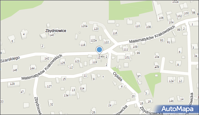 Kraków, Matematyków Krakowskich, 117, mapa Krakowa