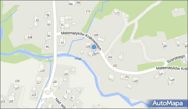 Kraków, Matematyków Krakowskich, 153, mapa Krakowa