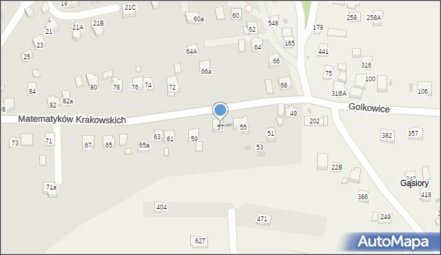 Kraków, Matematyków Krakowskich, 57, mapa Krakowa