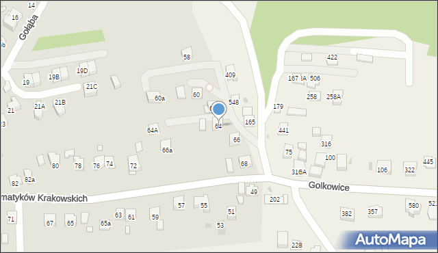 Kraków, Matematyków Krakowskich, 64, mapa Krakowa