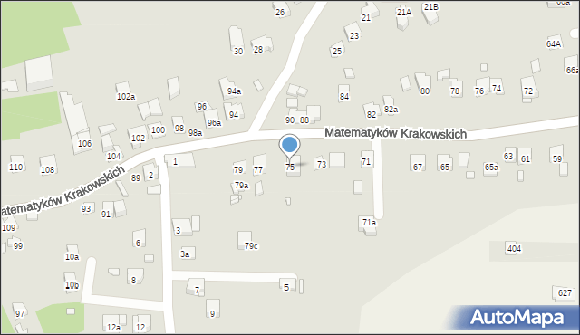 Kraków, Matematyków Krakowskich, 75, mapa Krakowa