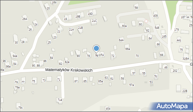 Kraków, Matematyków Krakowskich, 76, mapa Krakowa